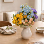 Bouquet de roses artificielles en tissu soyeux, 15 fleurs, 34 cm, décoration intérieure, mariage