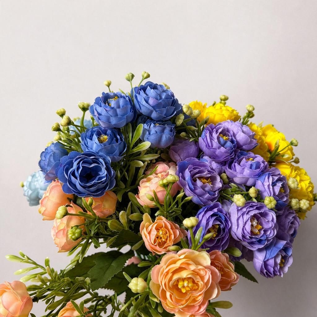Bouquet de roses artificielles en tissu soyeux, 15 fleurs, 34 cm, décoration intérieure, mariage