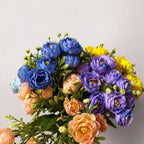 Bouquet de roses artificielles en tissu soyeux, 15 fleurs, 34 cm, décoration intérieure, mariage