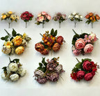 Bouquet de 6 Pivoines Classiques en Plastique, 31 cm, Décoration de Mariage et Intérieur