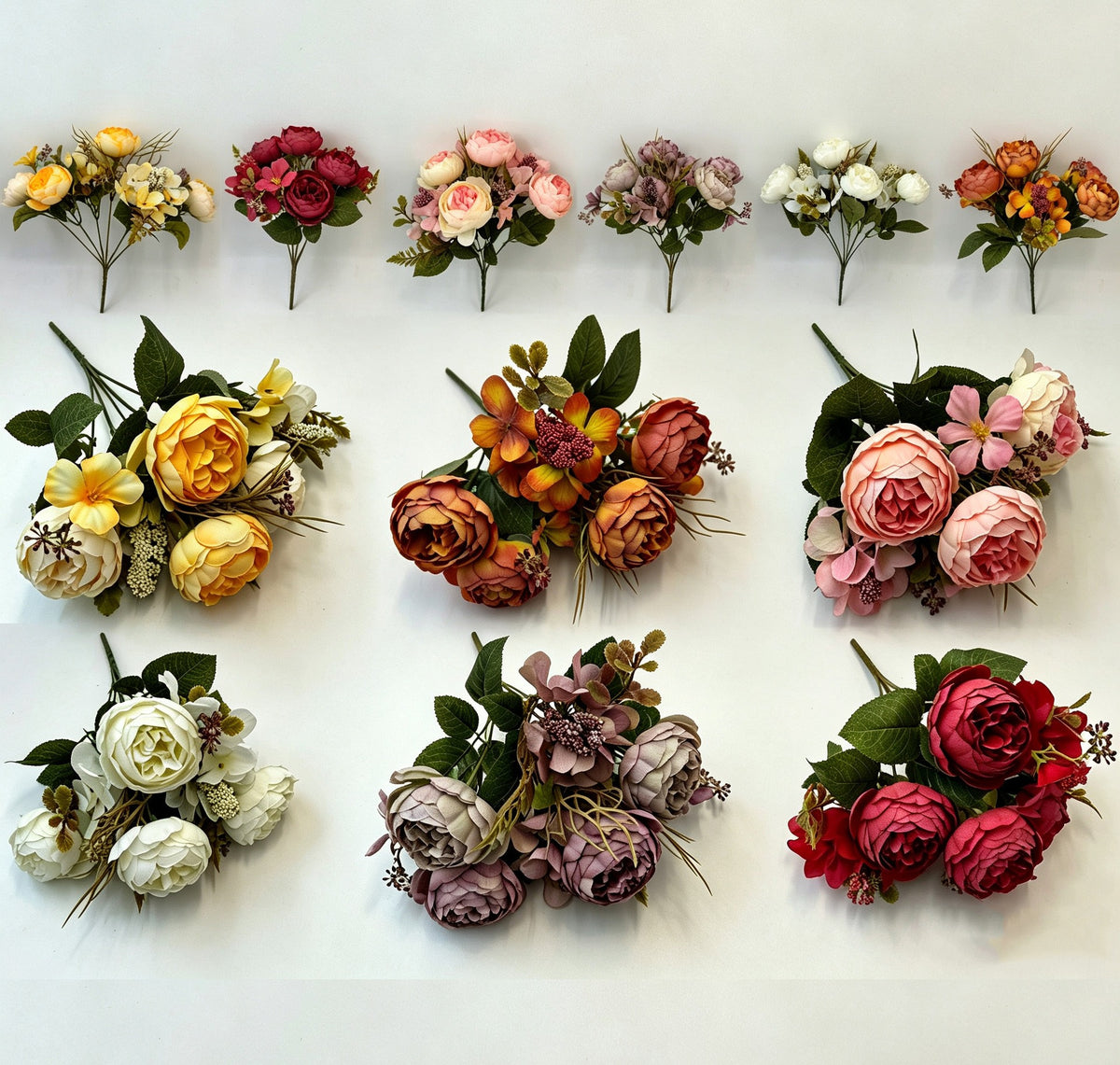 Bouquet de 6 Pivoines Classiques en Plastique, 31 cm, Décoration de Mariage et Intérieur