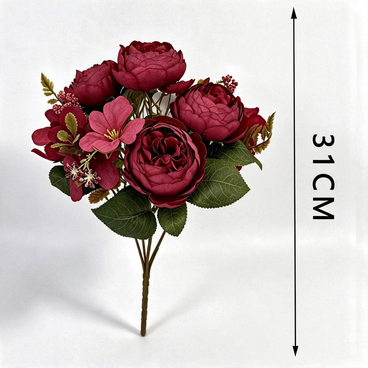 Bouquet de 6 Pivoines Classiques en Plastique, 31 cm, Décoration de Mariage et Intérieur