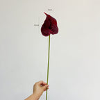 Fleur artificielle en PU, Anthurium rouge, tige unique, 56 cm, idéal pour mariages et décoration intérieure