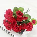 Fleurs artificielles géraniums, bouquet de 5 fleurs, 34 cm, idéal pour décoration intérieure et extérieure