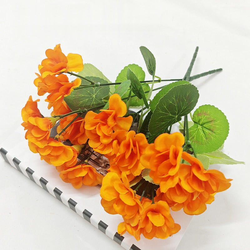 Fleurs artificielles géraniums, bouquet de 5 fleurs, 34 cm, idéal pour décoration intérieure et extérieure