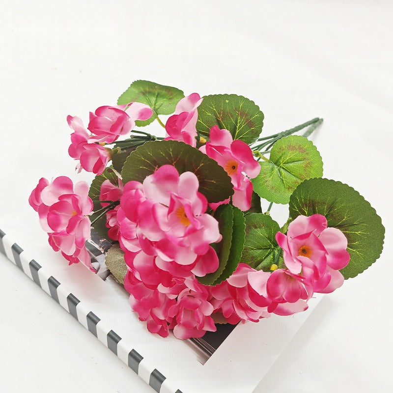 Fleurs artificielles géraniums, bouquet de 5 fleurs, 34 cm, idéal pour décoration intérieure et extérieure