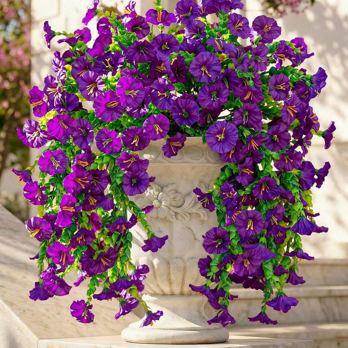 Lierre artificiel en fleurs de liseron, 45 cm, décoration intérieure et extérieure, pack de 4