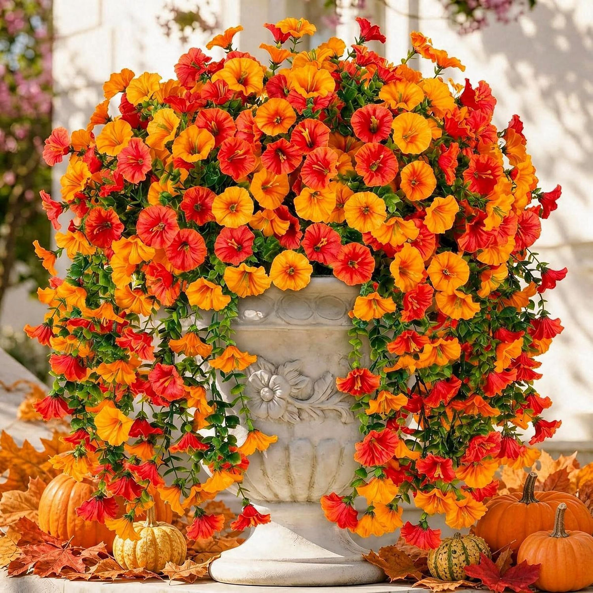 Lierre artificiel en fleurs de liseron, 45 cm, décoration intérieure et extérieure, pack de 4