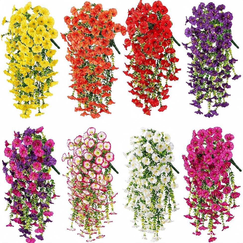 Lierre artificiel en fleurs de liseron, 45 cm, décoration intérieure et extérieure, pack de 4
