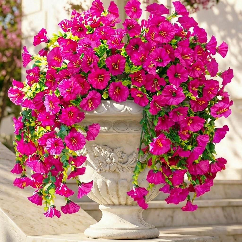 Lierre artificiel en fleurs de liseron, 45 cm, décoration intérieure et extérieure, pack de 4