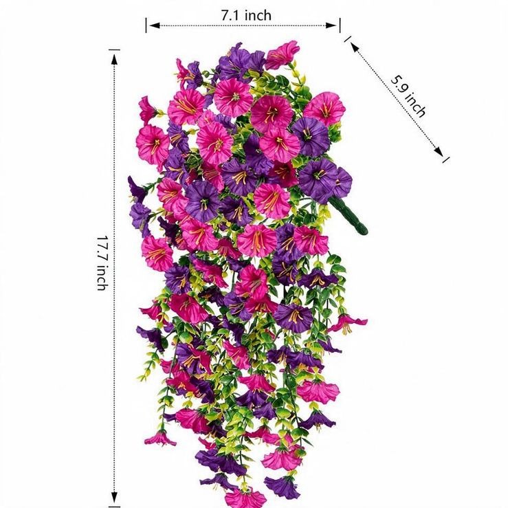 Lierre artificiel en fleurs de liseron, 45 cm, décoration intérieure et extérieure, pack de 4