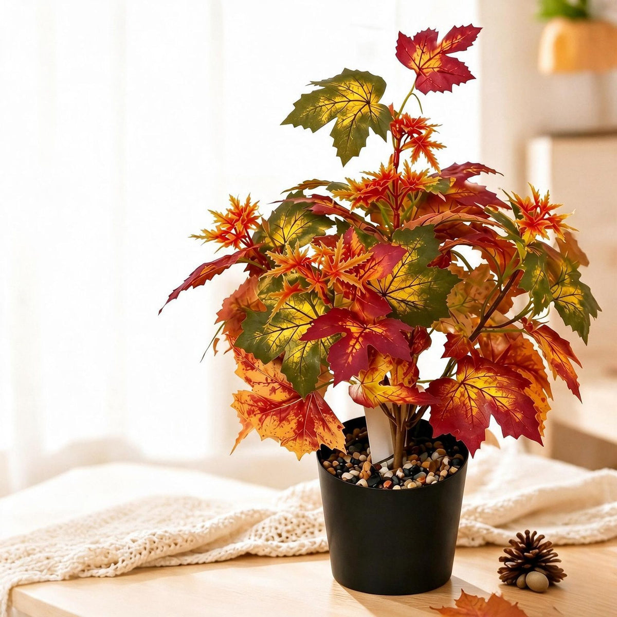 Bouquet de feuilles d'érable artificielles, 47 cm, décor d'automne pour intérieur