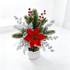 2 branches de poinsettia artificiel en soie polyester pour Noël, décoration florale élégante, 36 cm, pour mariage, maison et commerce