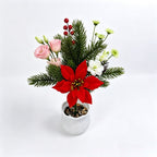 2 branches de poinsettia artificiel en soie polyester pour Noël, décoration florale élégante, 36 cm, pour mariage, maison et commerce