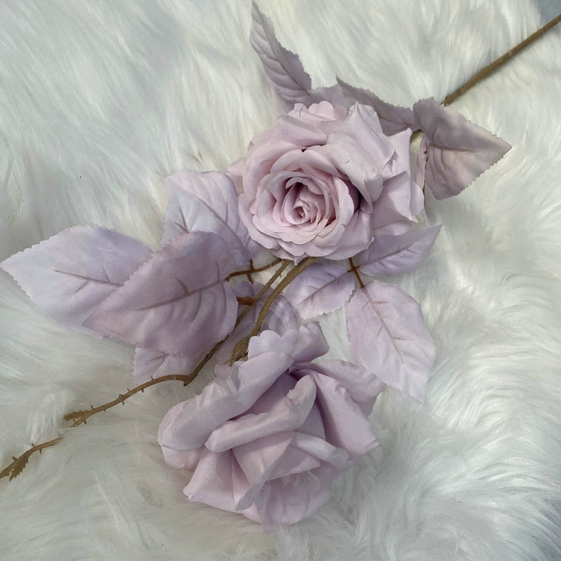 Rose artificielle Alice, tige unique avec 2 fleurs, 80 cm, tissu soyeux, décoration de mariage et maison