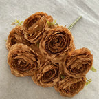 Bouquet de Pivoines en Tissu Soie, 7 Fleurs, 40 cm, Décoration Élégante pour Mariage et Intérieur