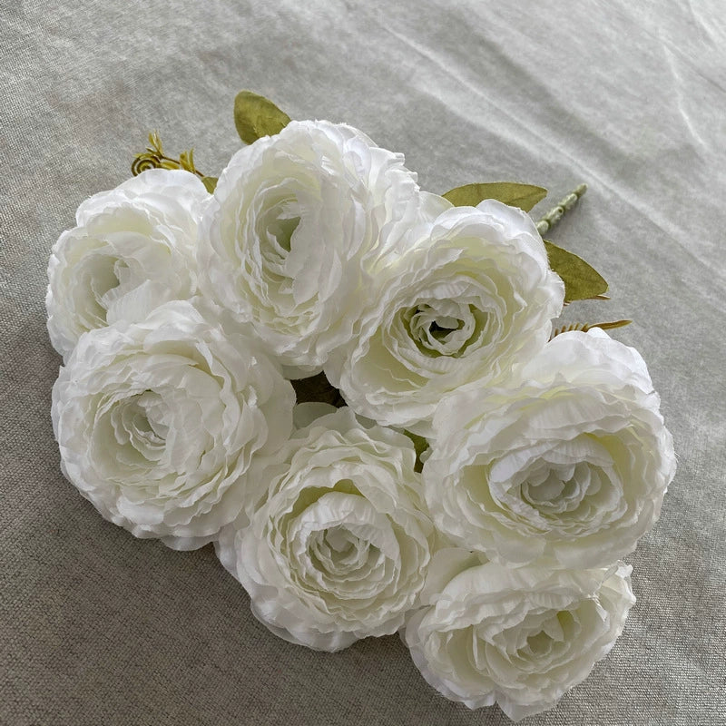 Bouquet de Pivoines en Tissu Soie, 7 Fleurs, 40 cm, Décoration Élégante pour Mariage et Intérieur