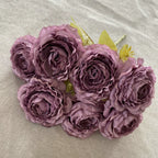 Bouquet de Pivoines en Tissu Soie, 7 Fleurs, 40 cm, Décoration Élégante pour Mariage et Intérieur