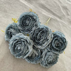 Bouquet de Pivoines en Tissu Soie, 7 Fleurs, 40 cm, Décoration Élégante pour Mariage et Intérieur