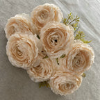 Bouquet de Pivoines en Tissu Soie, 7 Fleurs, 40 cm, Décoration Élégante pour Mariage et Intérieur