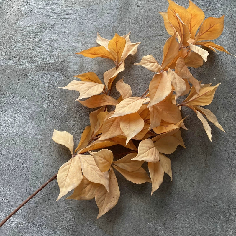 Feuille de Noisetier Artificielle, Tige Unique, 65 Feuilles, 100 cm, Velours, Décoration Élégante pour Mariage et Intérieur