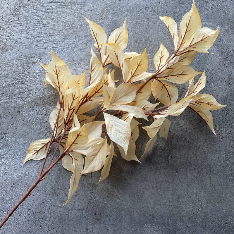 Feuille de Noisetier Artificielle, Tige Unique, 65 Feuilles, 100 cm, Velours, Décoration Élégante pour Mariage et Intérieur