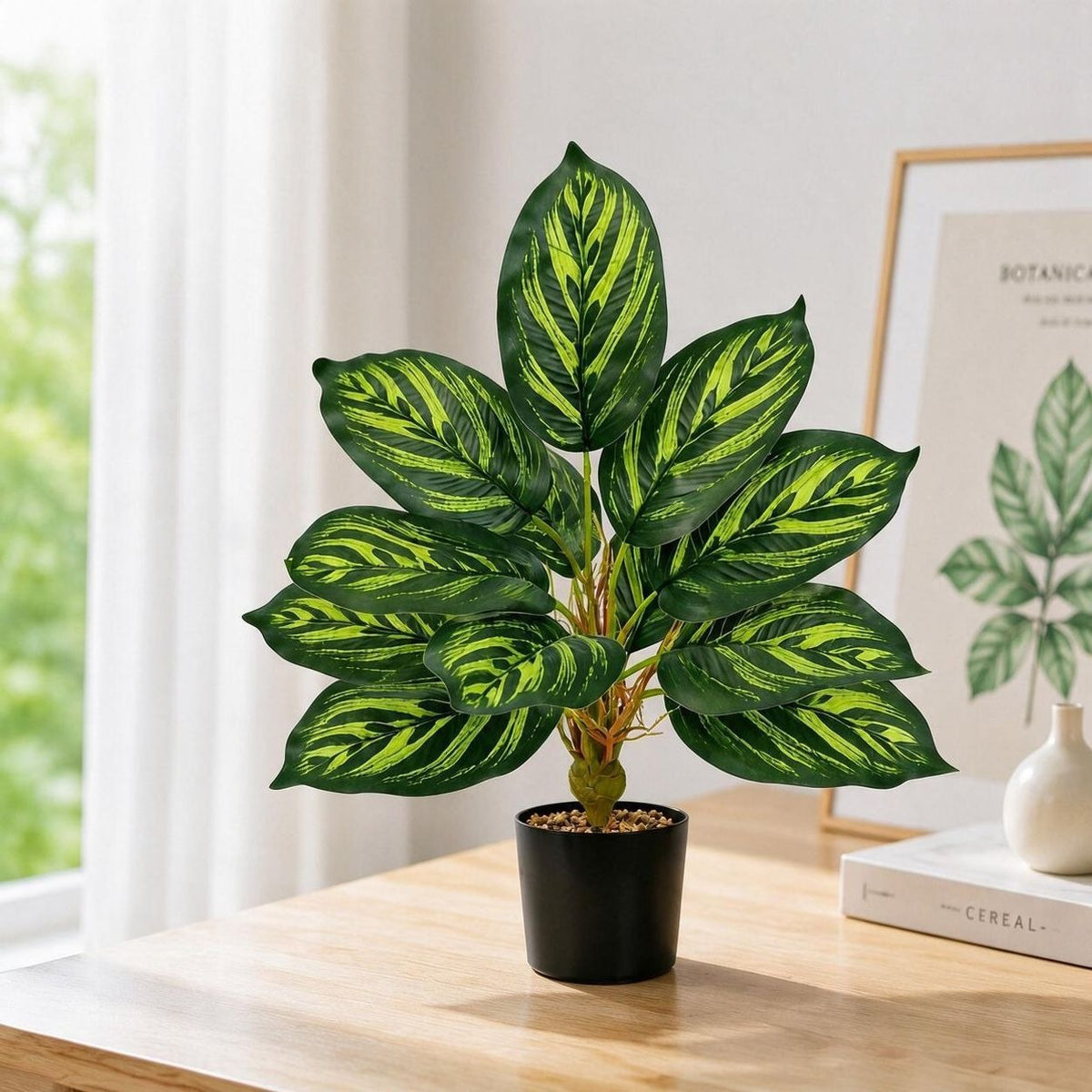 Plante artificielle de Ravenale, 43 cm, 12 feuilles, décoration intérieure et extérieure