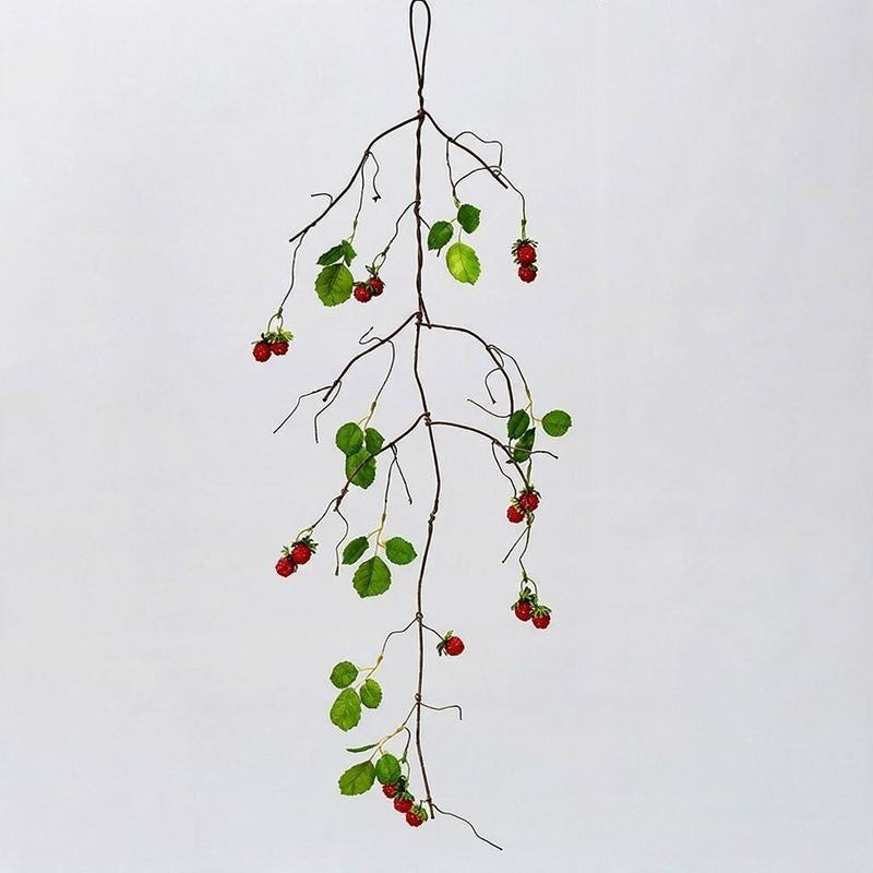 Lierre artificiel avec baies de framboises, 97 cm, décoration murale ou d'intérieur