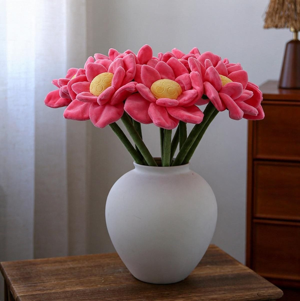 Fleur artificielle en velours lotus, tige flexible, 42 cm, décoration intérieure et cadeau