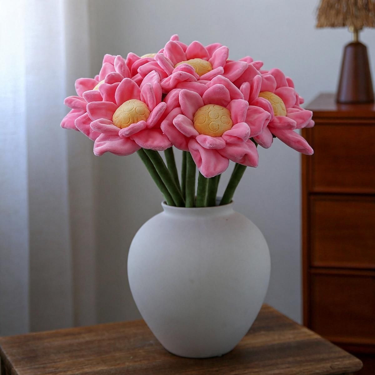 Fleur artificielle en velours lotus, tige flexible, 42 cm, décoration intérieure et cadeau