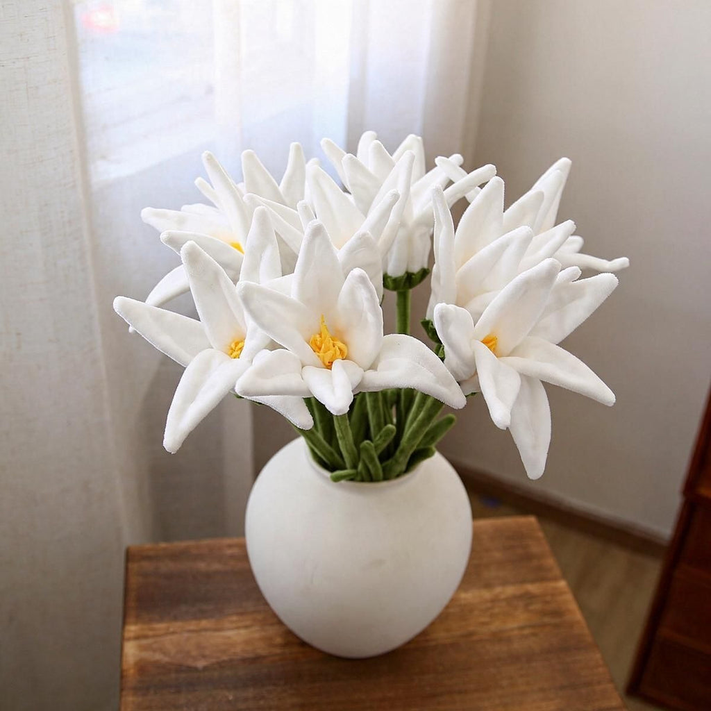 Fleur artificielle en tissu doux, tige unique de lys, 50 cm, décoration d'intérieur, mariage, bureau