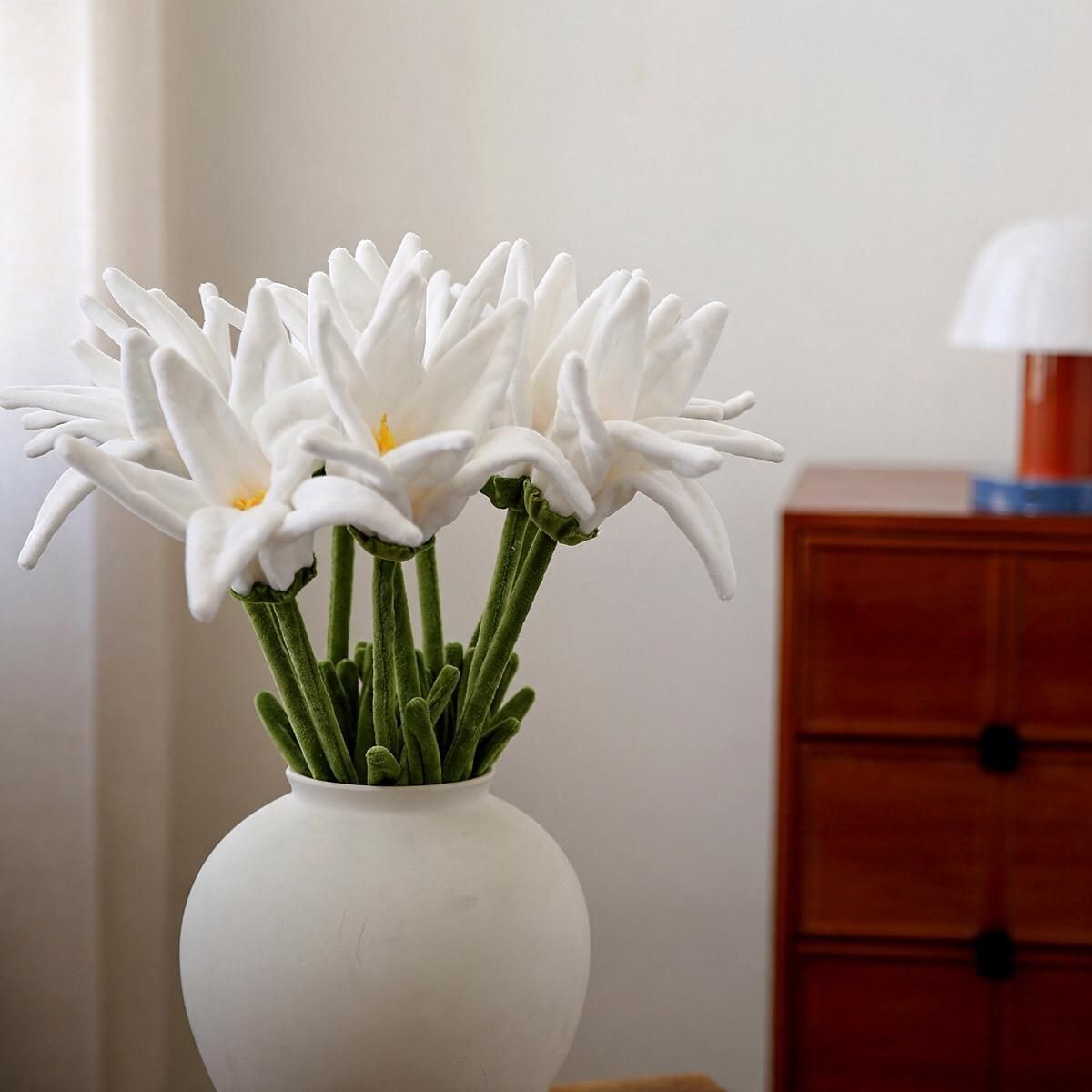 Fleur artificielle en tissu doux, tige unique de lys, 50 cm, décoration d'intérieur, mariage, bureau