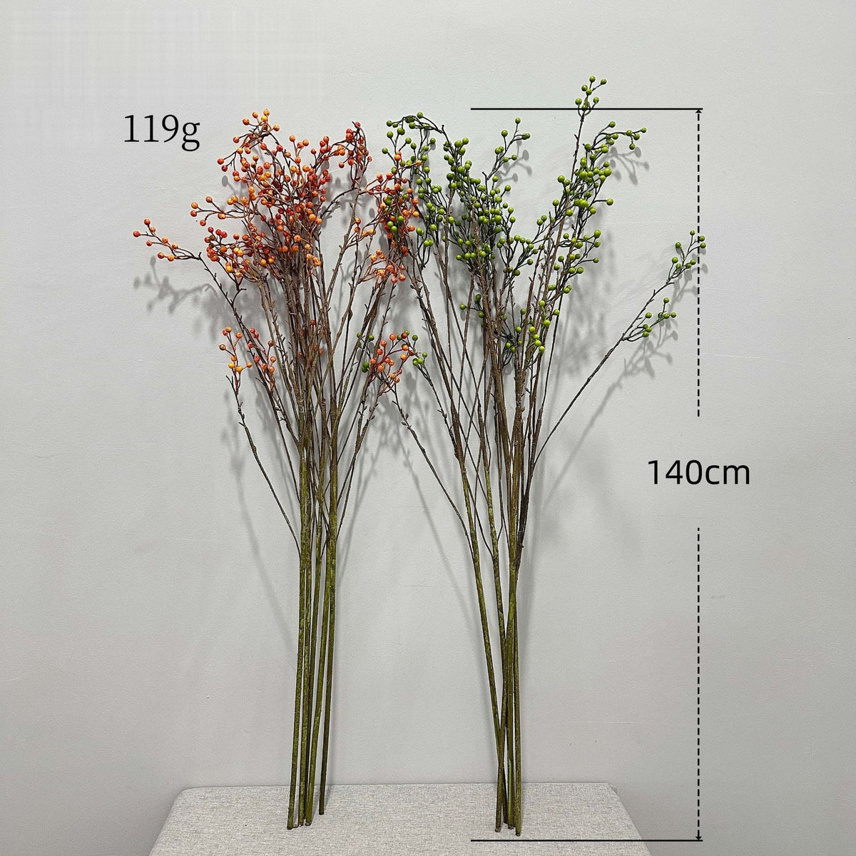 Branche artificielle de baies rouges, 140 cm, décoration intérieure et extérieure, style champêtre