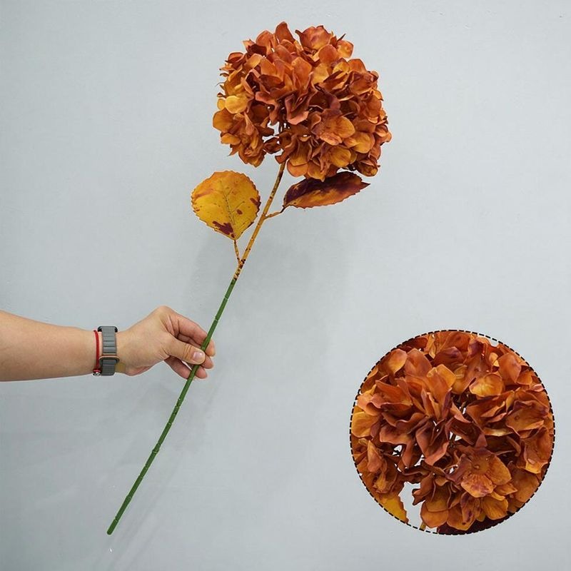 Fleur artificielle Hortensia bordé, tige unique de 71 cm, style rétro et élégant