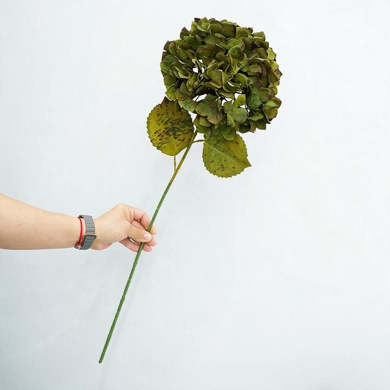 Fleur artificielle Hortensia bordé, tige unique de 71 cm, style rétro et élégant