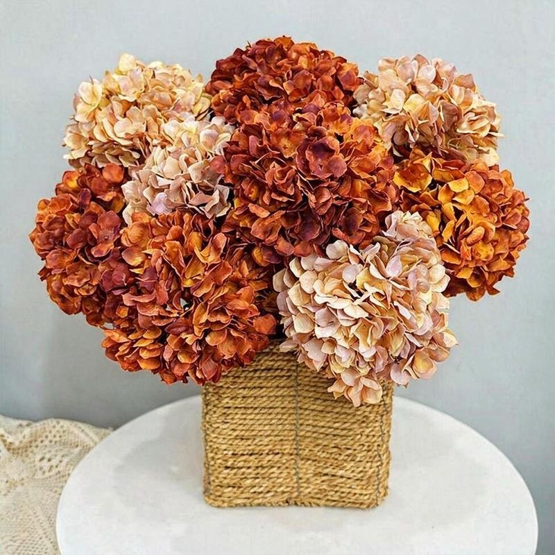 Fleur artificielle Hortensia bordé, tige unique de 71 cm, style rétro et élégant