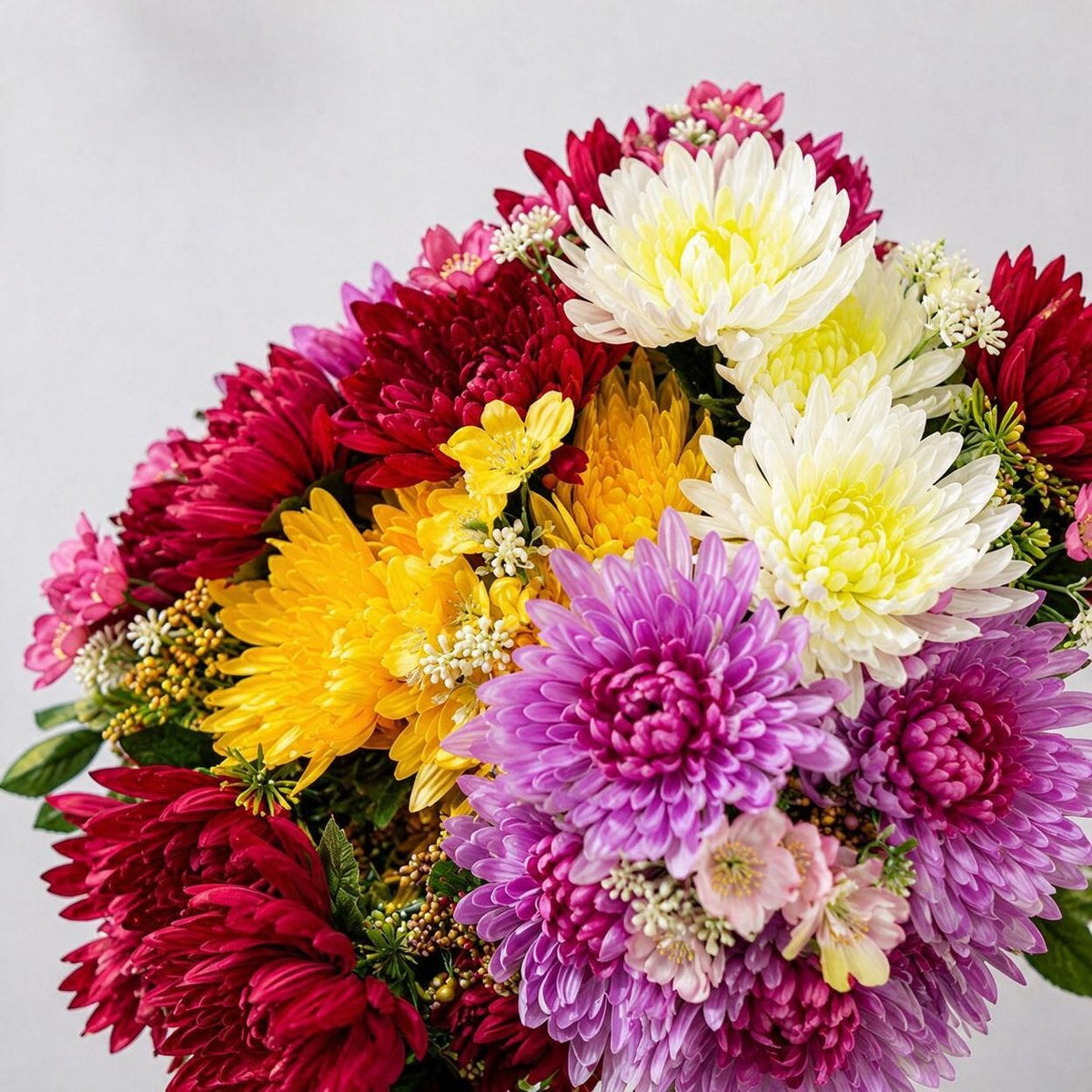 Bouquet de Chrysanthèmes Artificiels, 52 cm, Décoration Élégante pour Mariage et Fêtes