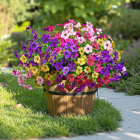 20 Bouquets de Violettes Artificielles pour Extérieur – Plantes Résistantes aux UV pour Décoration de Jardin