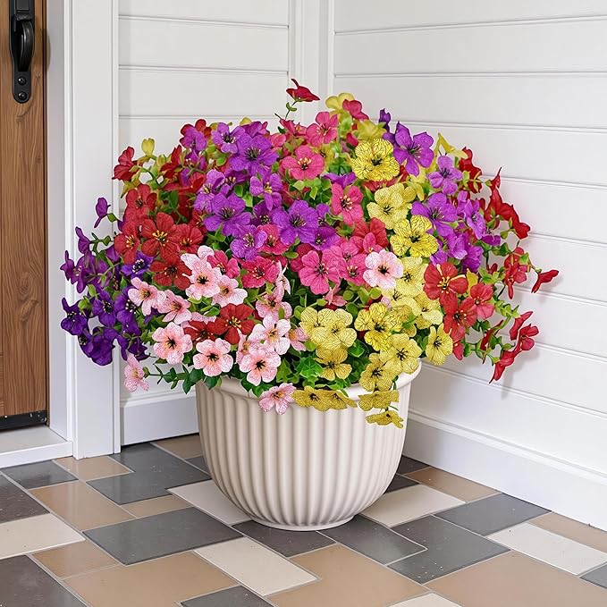 20 Bouquets de Violettes Artificielles pour Extérieur – Plantes Résistantes aux UV pour Décoration de Jardin