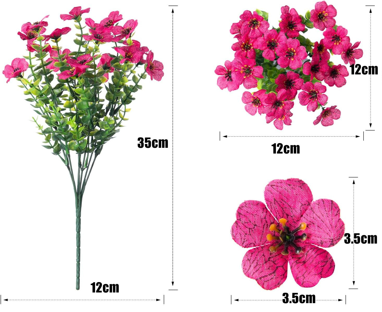 35cm 20 Bouquets de Fleurs Artificielles Résistantes aux UV, pour la Décoration d'Extérieur, d'Intérieur, de Jardin et de Maison