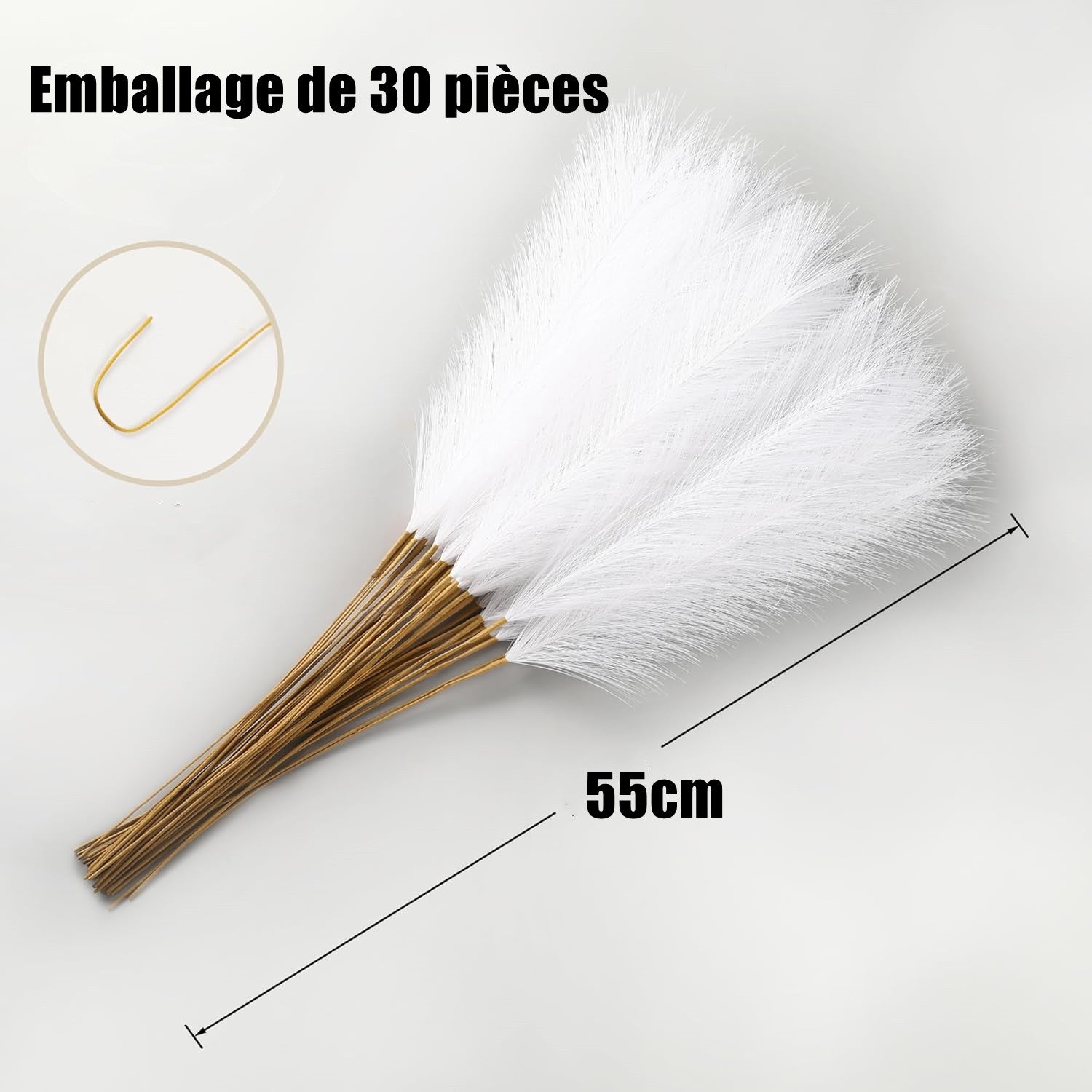 55cm 30 tiges de pampa - Pour des arrangements floraux de mariage, des décorations de fête, de Noël et de maison
