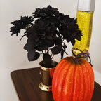 35 cm Bouquet de dahlias noirs artificiels – Décoration d'Halloween pour la table de la maison et le centre de fête