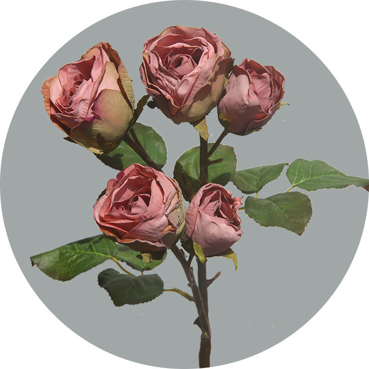 43 cm de roses artificielles à bordures desséchées avec tiges