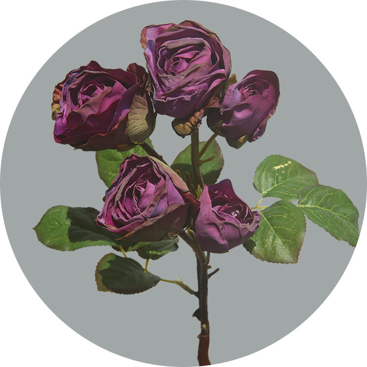 43 cm de roses artificielles à bordures desséchées avec tiges