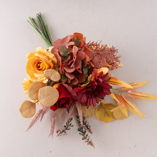 Bouquet d’automne 44 cm avec roses et chrysanthèmes – Pour compositions florales
