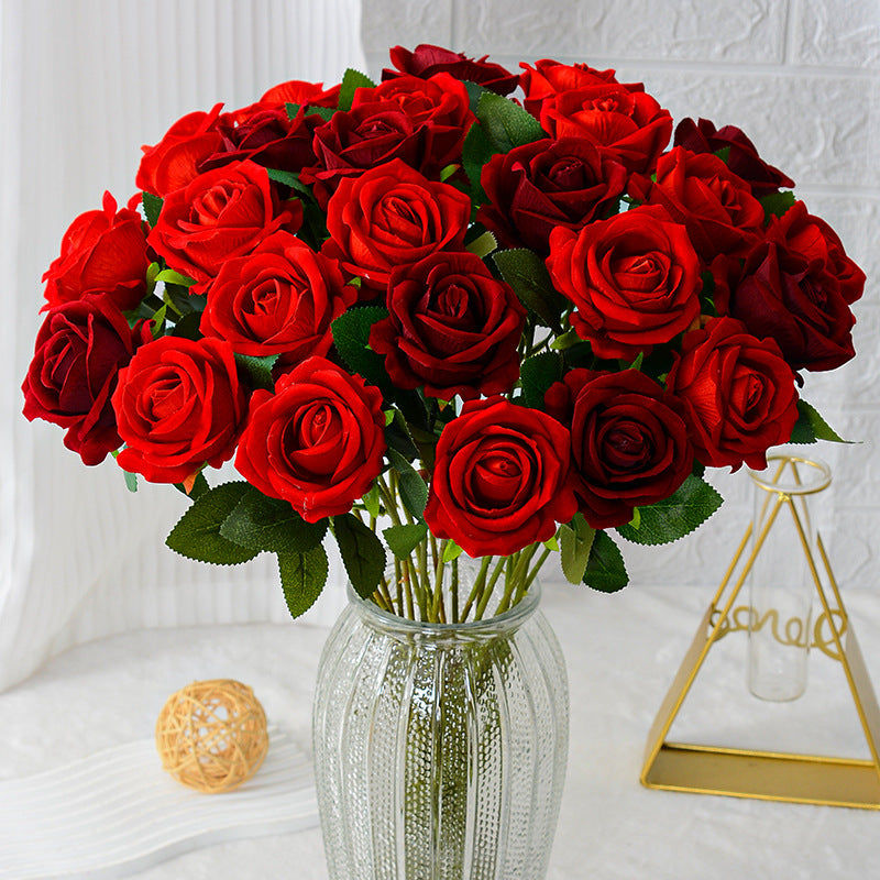 50 cm Roses Artificielles à Texture Réelle Fleurs Factices Douces comme le Velours avec Longues Tiges
