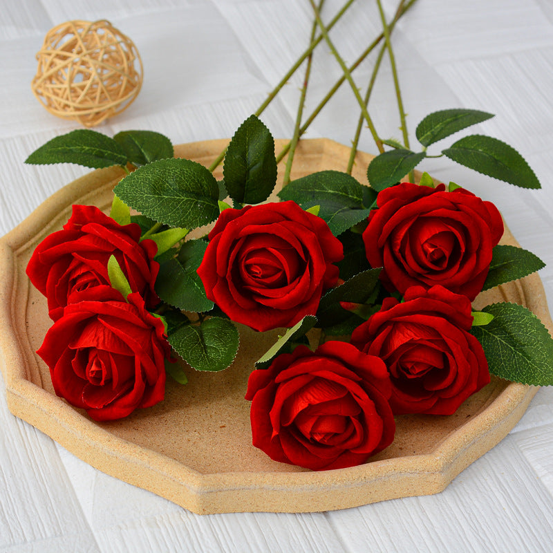 50 cm Roses Artificielles à Texture Réelle Fleurs Factices Douces comme le Velours avec Longues Tiges
