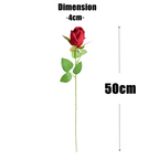 50 cm Boutons de rose artificiels sur tiges – Fleurs factices pour décoration de mariage et d'intérieur