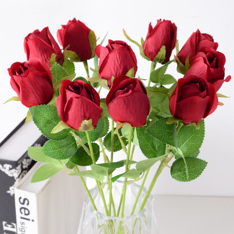 50 cm Boutons de rose artificiels sur tiges – Fleurs factices pour décoration de mariage et d'intérieur