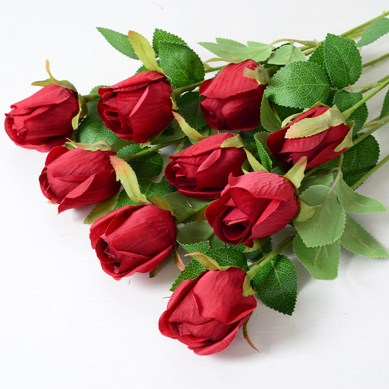 50 cm Boutons de rose artificiels sur tiges – Fleurs factices pour décoration de mariage et d'intérieur